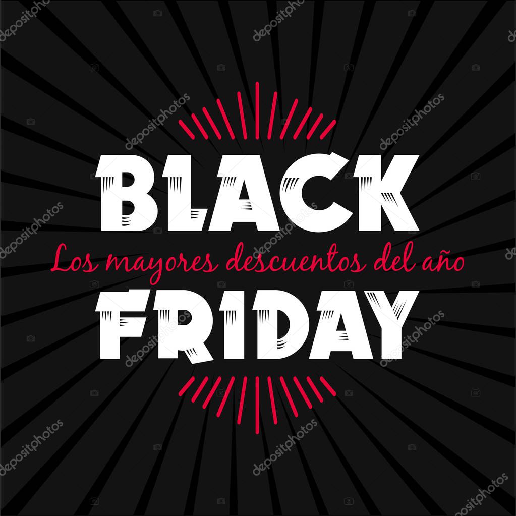 Black Friday sale inscription design template. Vector illustration. Sales, offers and discount. The biggest discounts of the year