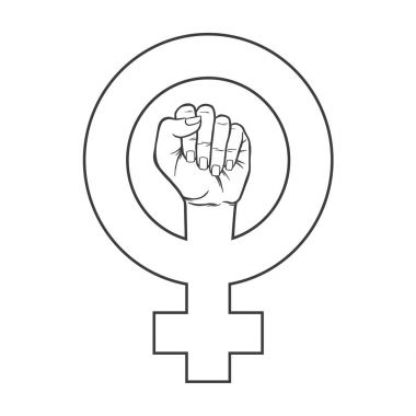 Feminizm işaretiyle kadın yumruk