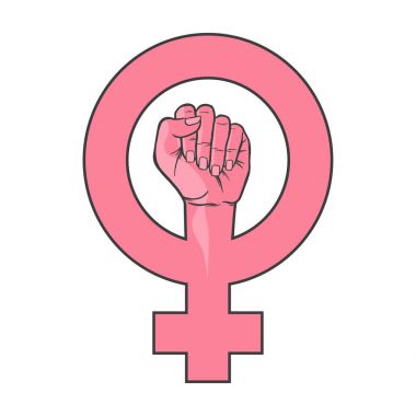 Feminizm işaretiyle kadın yumruk