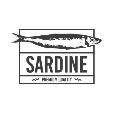 Konturlu siyah sardalya logolu