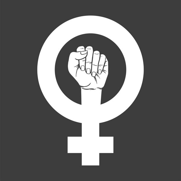 female fist with sign of feminism