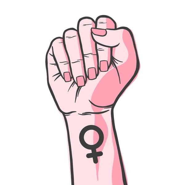 Női ököl jele, hogy a feminizmus — Stock Vector