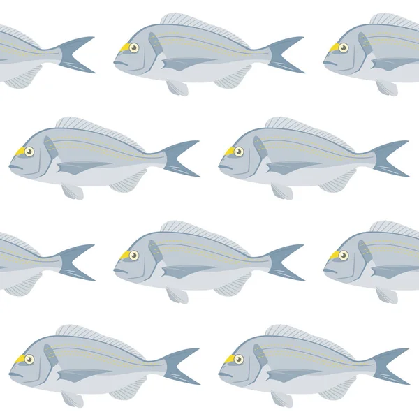 用灰色多拉达海岸鱼模式 — 图库矢量图片