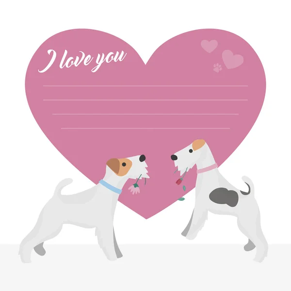 Kartkę z życzeniami z dwoma psami w miłości — Wektor stockowy