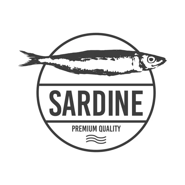 Logo mit konturierter schwarzer Sardine — Stockvektor