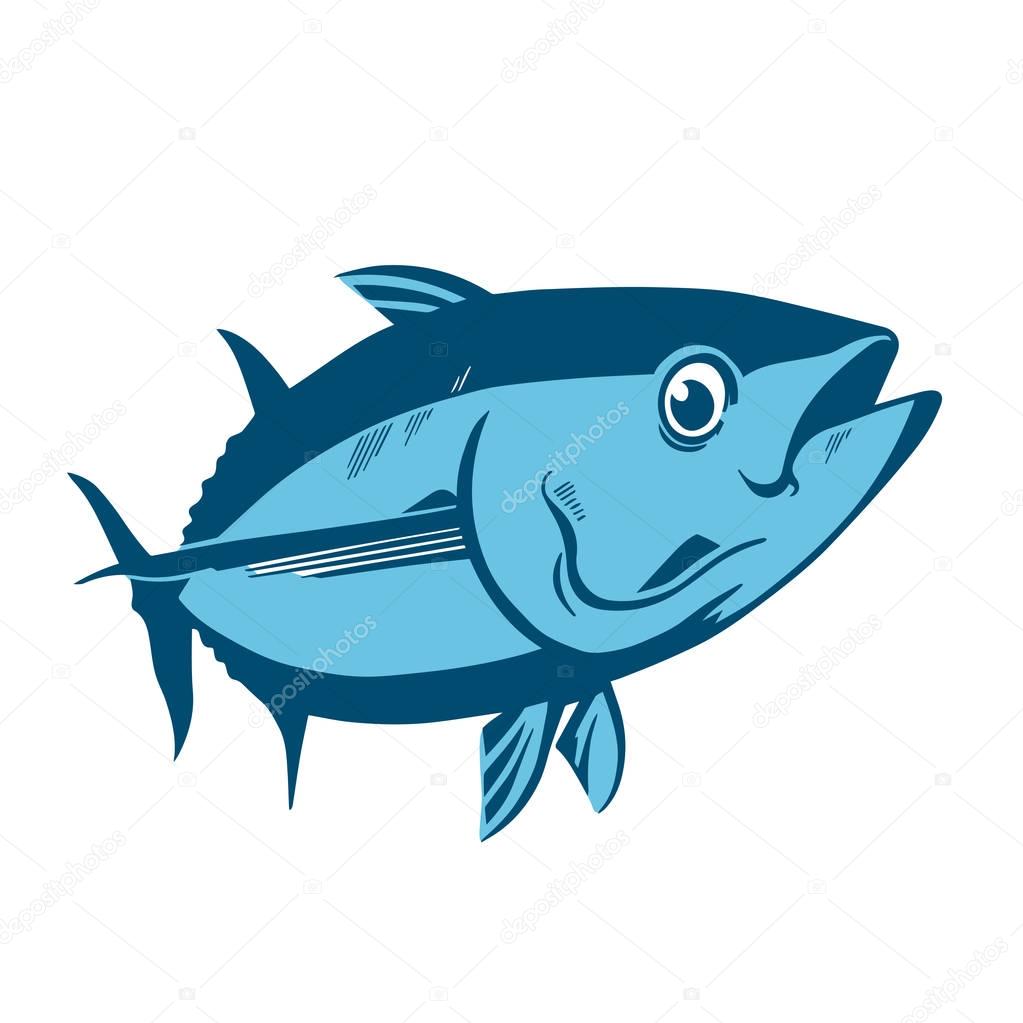 Blue tuna logo isolated on white background