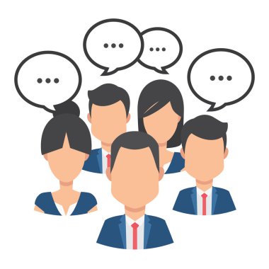 ofis personeli ile konuşma balonları 