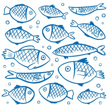 desen ile mavi konturlu balıkçı