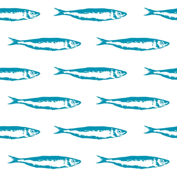 Vzorek s modrou tvarovanou sardinky — Stockový vektor