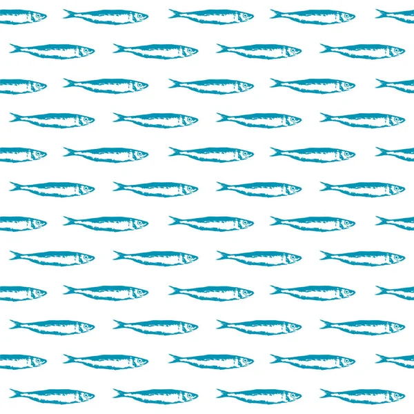 Mavi konturlu sardalye desenle 