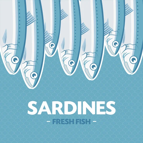 Patrón con sardinas blancas — Vector de stock
