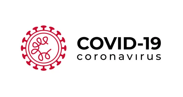 Σύμβολο Covid Coronavirus Επιγραφή Τυπογραφικό Λογότυπο Σχεδιασμού — Διανυσματικό Αρχείο