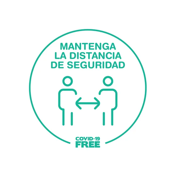 Sticker Rond Pour Garder Distance Sécurité Écriture Espagnole Zone Franche — Image vectorielle