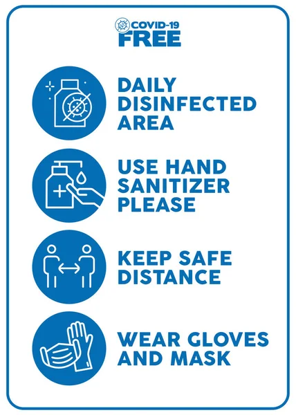 Täglich Desinfizierter Bereich Bitte Händedesinfektionsmittel Verwenden Sicherheitsabstand Halten Handschuhe Und — Stockvektor