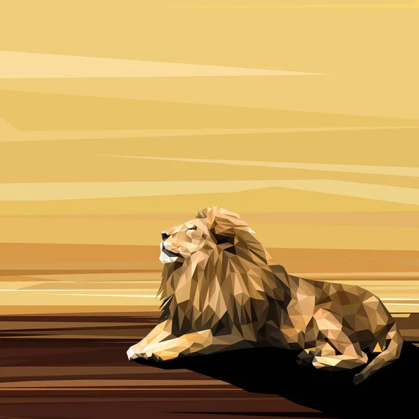 Lion on sun low poly design. — Stock Vector