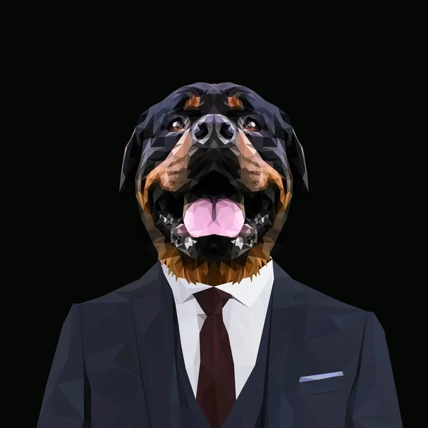 Tête de Rottweiler en costume — Image vectorielle