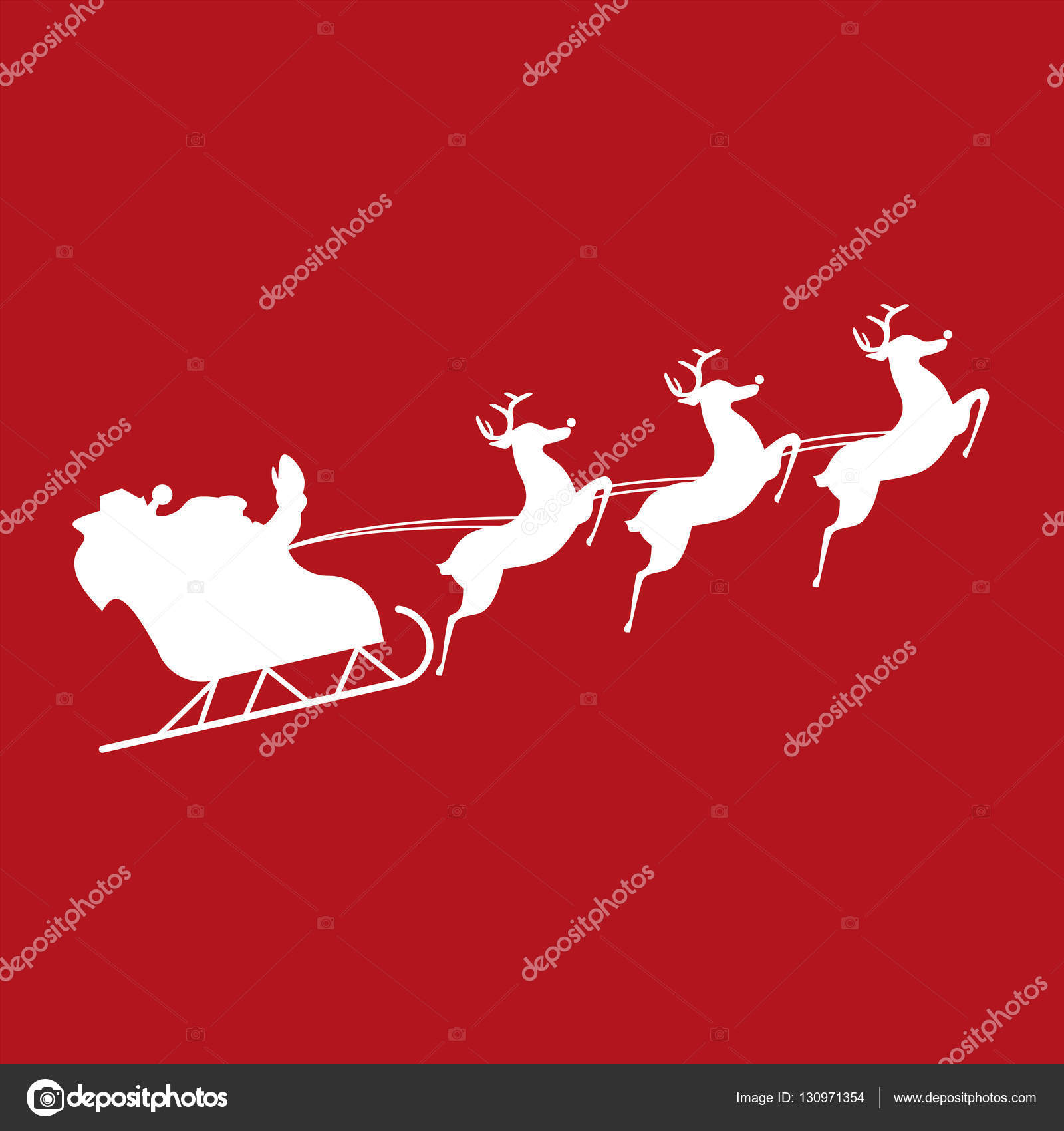 Hvit nissesilhuett på slede med reinsdyr stockvektor © Shekularaz #130971354, image size:1600x1700