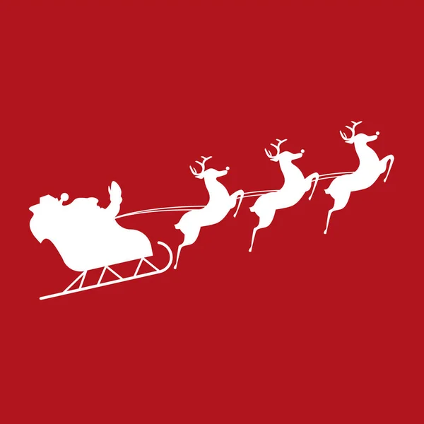 Kızak Ren geyiği ile beyaz Santa siluet 