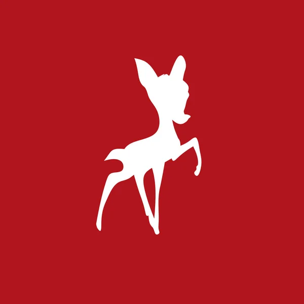 Bambi silhouet op rode achtergrond — Stockvector