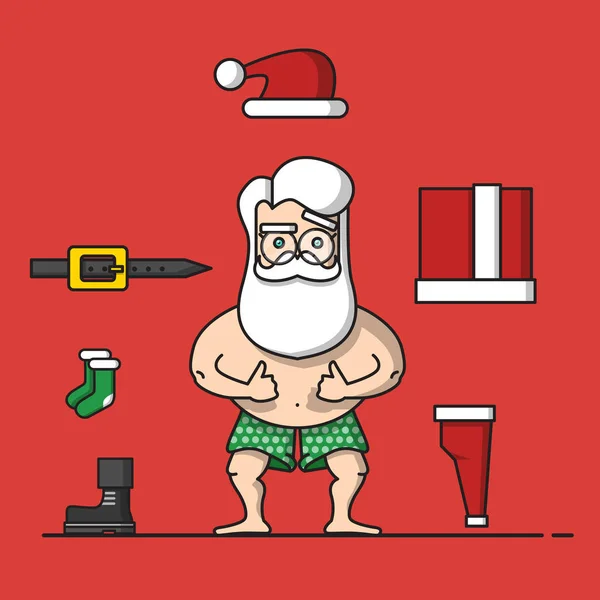 Santa con ropa de Navidad — Vector de stock