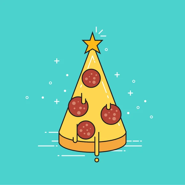 Pizza in form of Christmas tree — Stock Vector