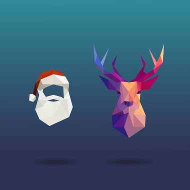 Düşük Poli Santa ve Ren geyiği.