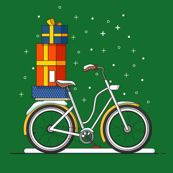 Rower z prezenty świąteczne — Wektor stockowy