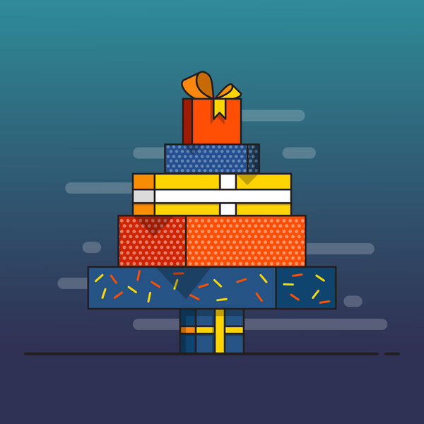 Рождественская елка из завернутых подарков
