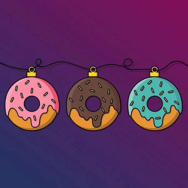 甜甜圈装饰圣诞树 — 图库矢量图片