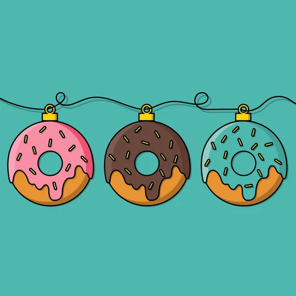 Donuts décorations pour arbre de Noël — Image vectorielle