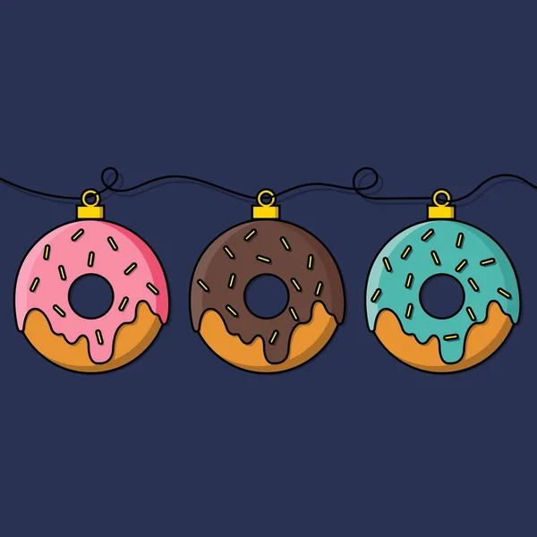 甜甜圈装饰圣诞树 — 图库矢量图片