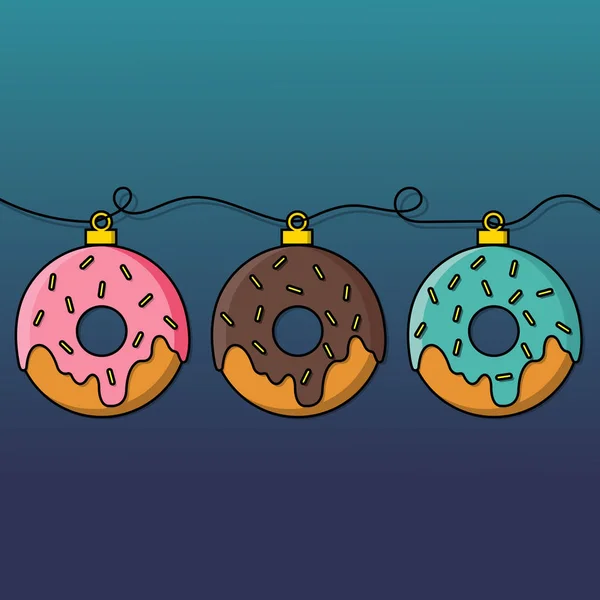 Donuts decorations for Christmas tree — Stock Vector