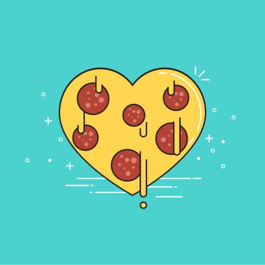 Kalp şeklindeki çizgi film pizza