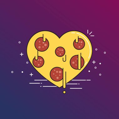 Kalp şeklindeki çizgi film pizza