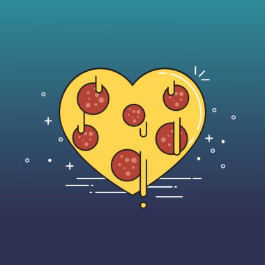 Kalp şeklindeki çizgi film pizza