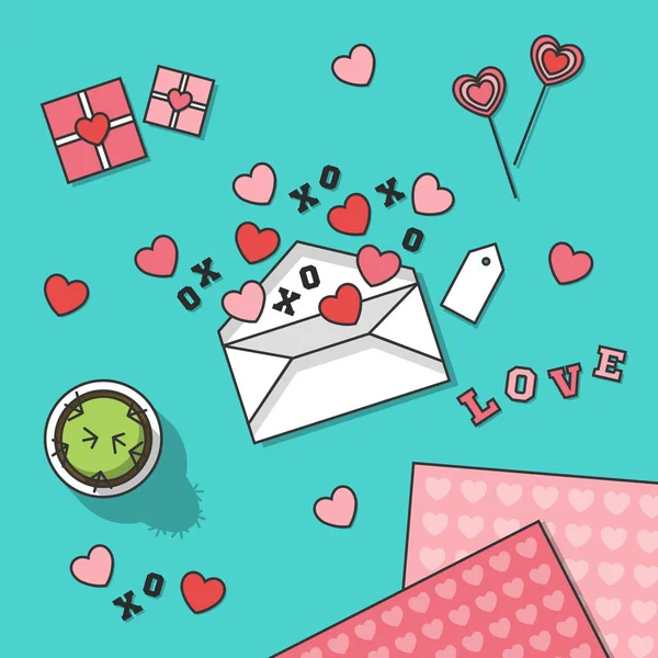 Envelope dos namorados com corações — Vetor de Stock