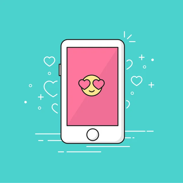 Mensaje de amor en Smartphone — Vector de stock