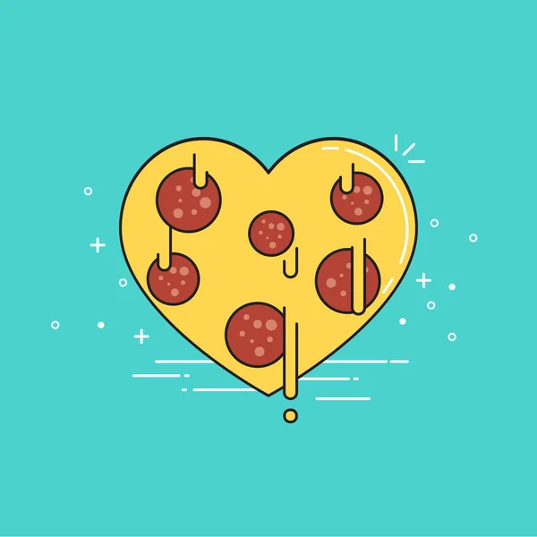 Pizza kreskówka kształt serca — Wektor stockowy