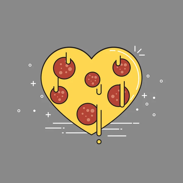 Cartoon heart-shaped pizza — Stock Vector