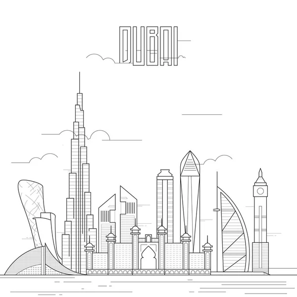 Arquitectura de contorno en Dubai — Vector de stock