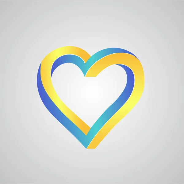 Logo blaues und gelbes Herz-Symbol — Stockvektor