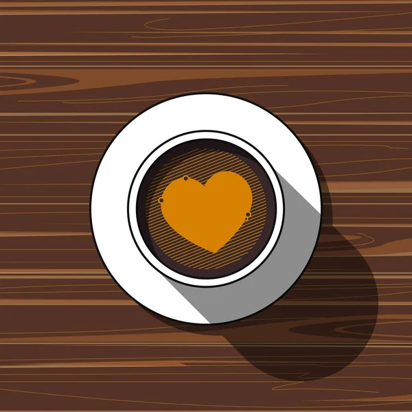 Kaffee mit Herzform in Tasse — Stockvektor