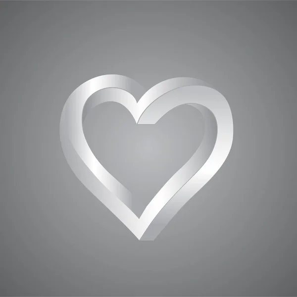 Logo blanco y gris icono del corazón — Vector de stock