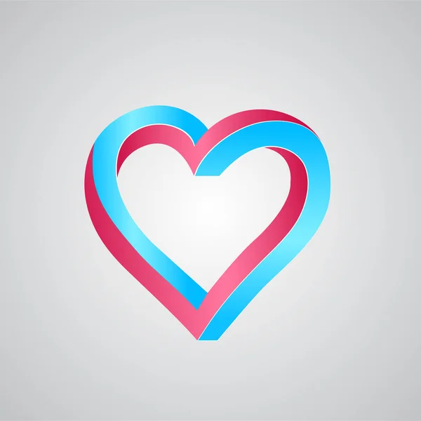 Logo azul y rosa icono del corazón — Vector de stock