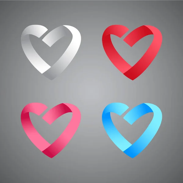 Conjunto de corazones de colores — Vector de stock