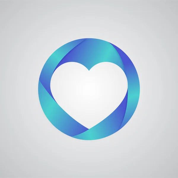 Logo azul icono del corazón — Vector de stock