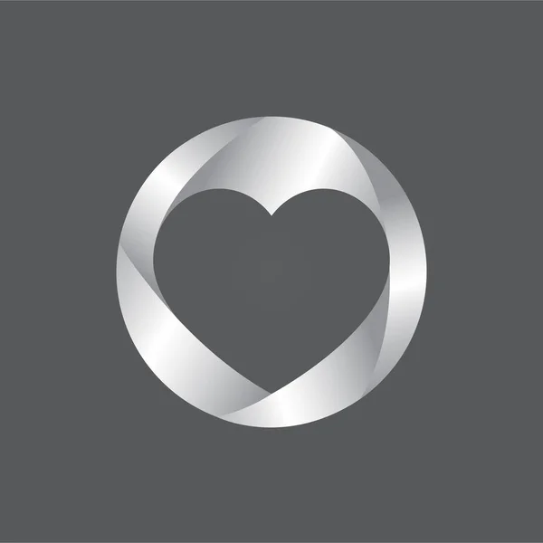 Logo de plata icono del corazón — Vector de stock