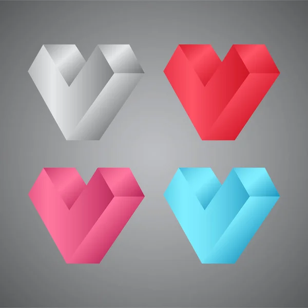 Conjunto de corazones geométricos — Vector de stock