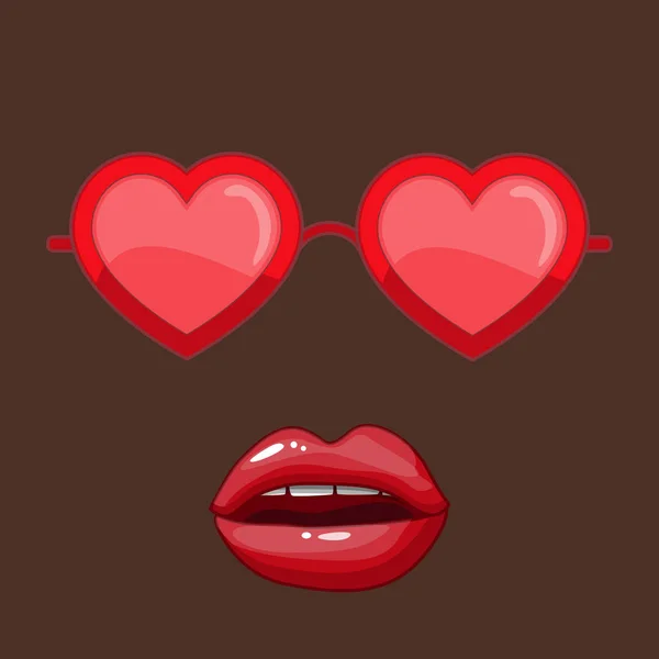 Okulary przeciwsłoneczne z kobiece usta w kształcie serca — Wektor stockowy