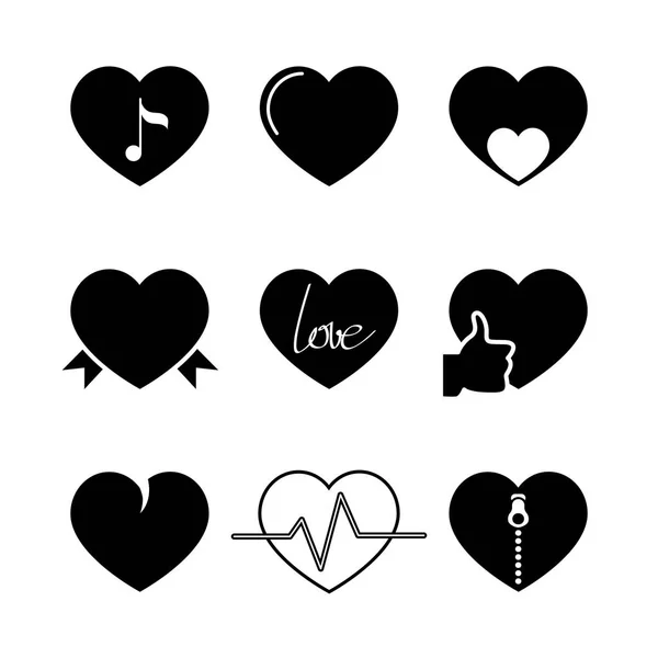 Conjunto de ícones do coração —  Vetores de Stock